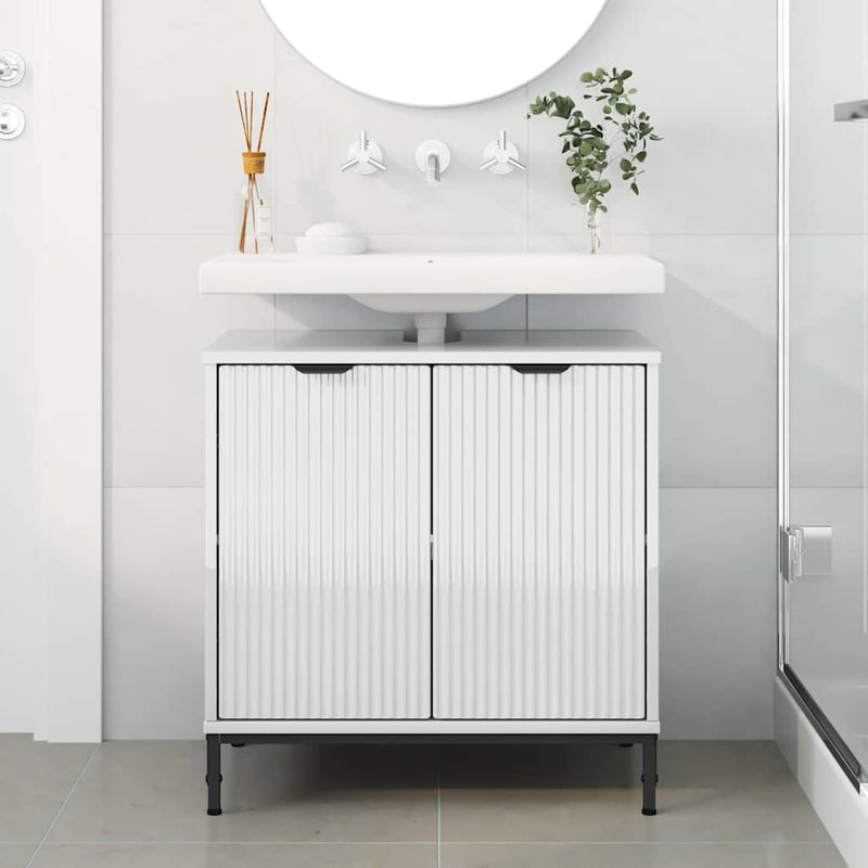 vidaXL Fürdőszobai mosdószekrény Magasfényű fehér 60.5 x 33.5 x 61 cm