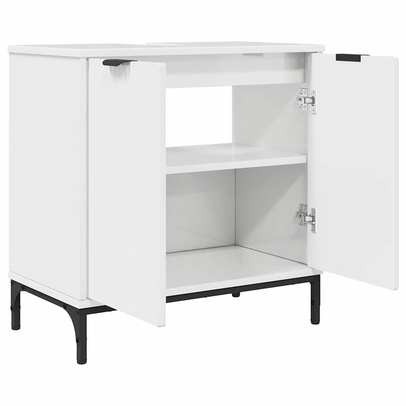 vidaXL Fürdőszobai mosdószekrény Magasfényű fehér 60.5 x 33.5 x 61 cm
