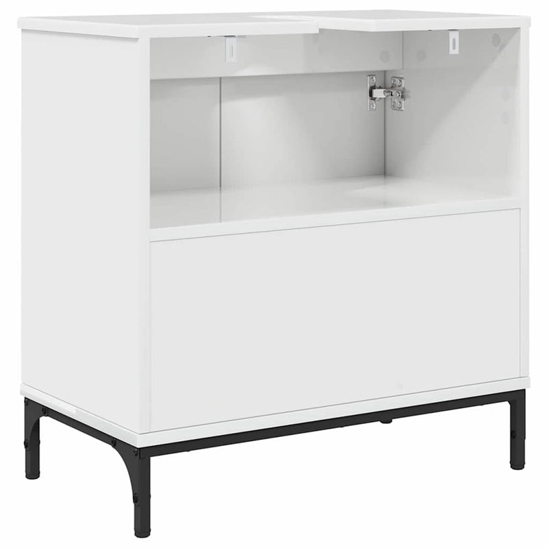 vidaXL Fürdőszobai mosdószekrény Magasfényű fehér 60.5 x 33.5 x 61 cm