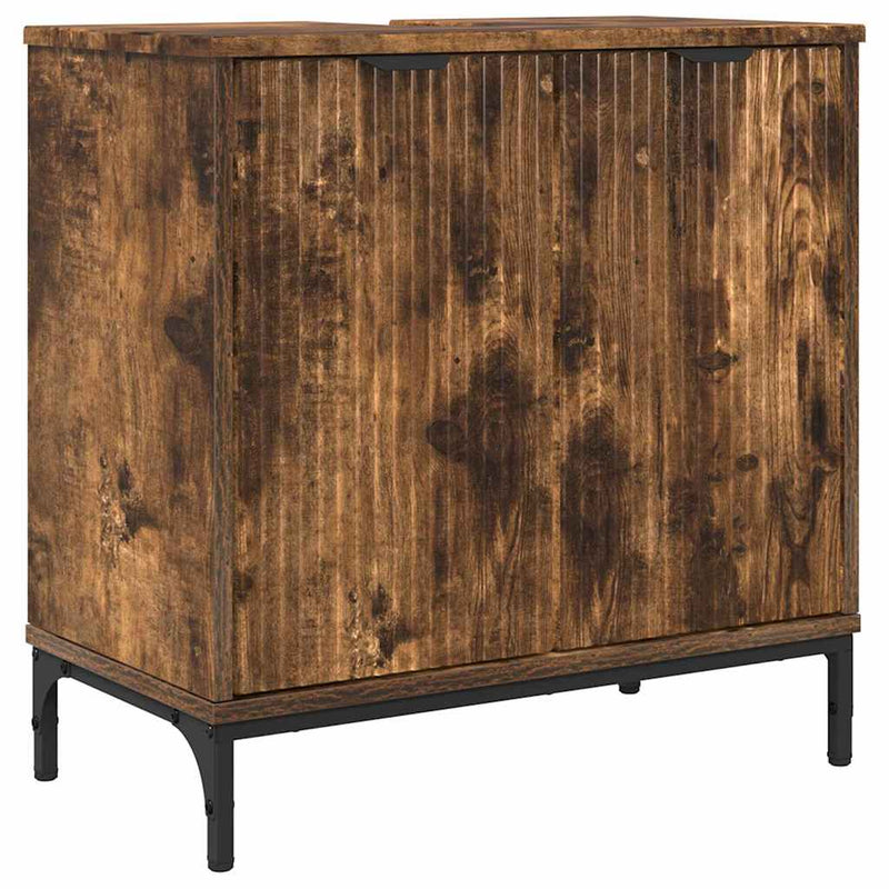 vidaXL Fürdőszobai mosdószekrény Füstölt tölgy 60.5 x 33.5 x 61 cm