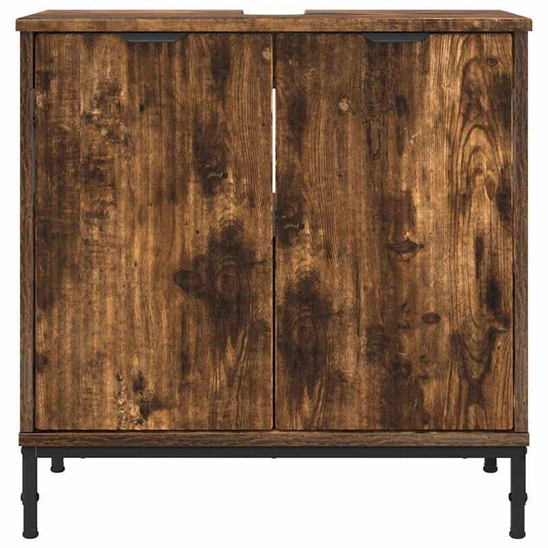 vidaXL Fürdőszobai mosdószekrény Füstölt tölgy 60.5 x 33.5 x 61 cm