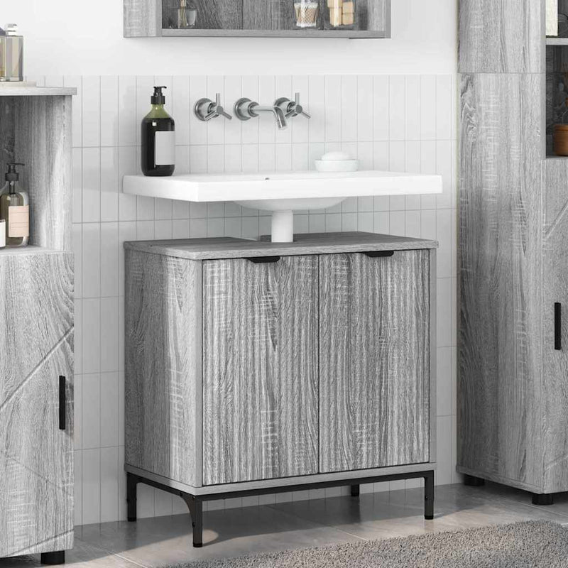 vidaXL Fürdőszobai mosdószekrény Szürke sonoma 60.5 x 33.5 x 61 cm
