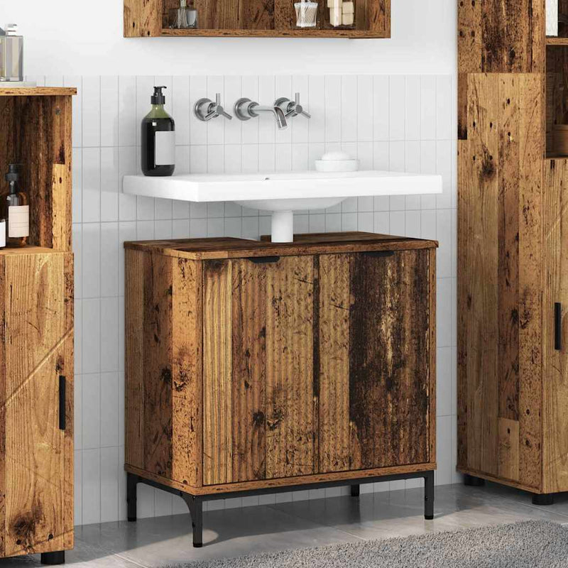 vidaXL Fürdőszobai mosdószekrény Régi fa 60.5 x 33.5 x 61 cm Faanyag
