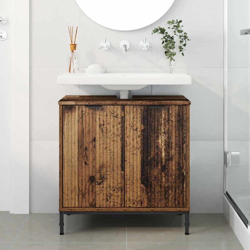 vidaXL Fürdőszobai mosdószekrény Régi fa 60.5 x 33.5 x 61 cm Faanyag