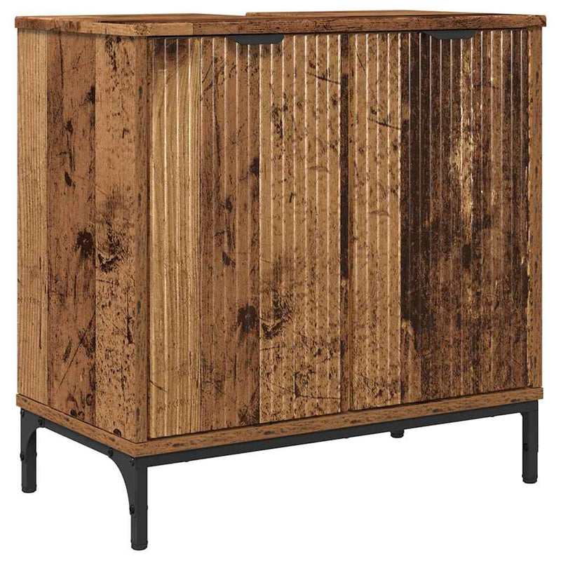 vidaXL Fürdőszobai mosdószekrény Régi fa 60.5 x 33.5 x 61 cm Faanyag