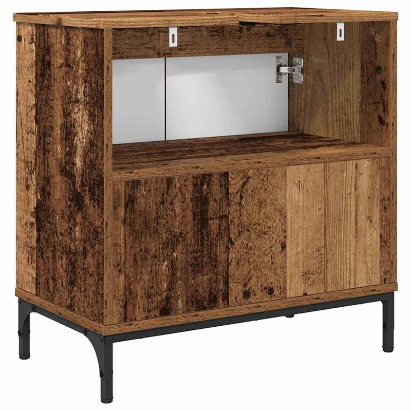 vidaXL Fürdőszobai mosdószekrény Régi fa 60.5 x 33.5 x 61 cm Faanyag