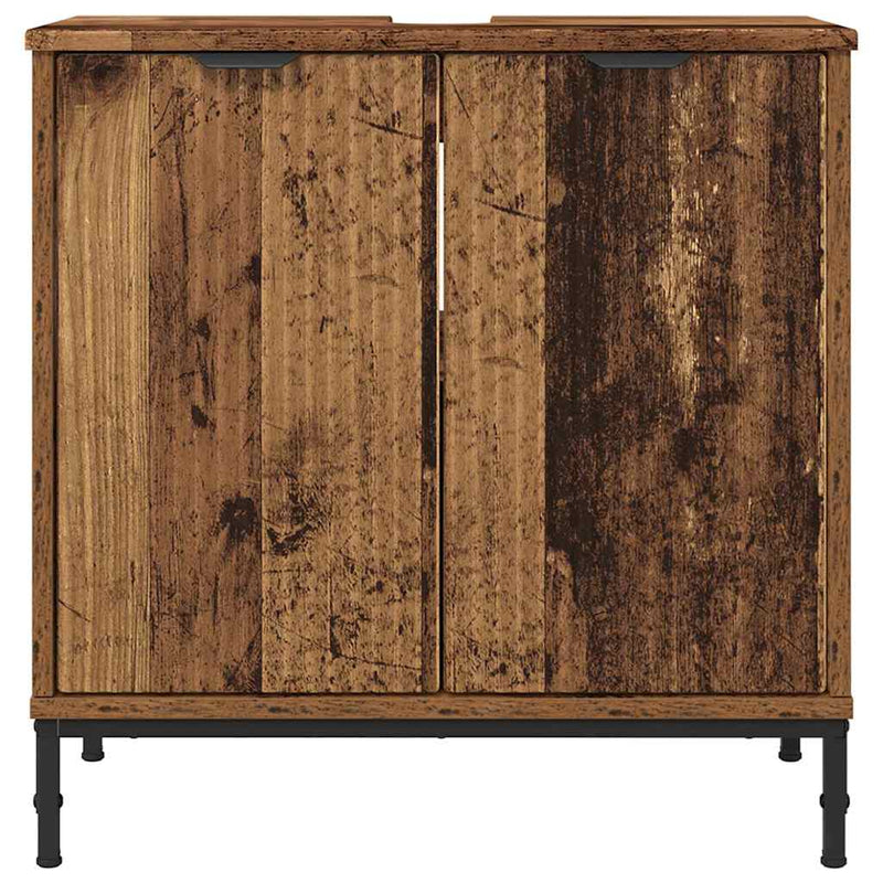vidaXL Fürdőszobai mosdószekrény Régi fa 60.5 x 33.5 x 61 cm Faanyag