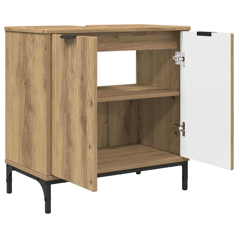 vidaXL Fürdőszobai mosdószekrény kézműves tölgy 60.5 x 33.5 x 61 cm
