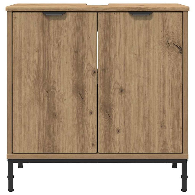vidaXL Fürdőszobai mosdószekrény kézműves tölgy 60.5 x 33.5 x 61 cm
