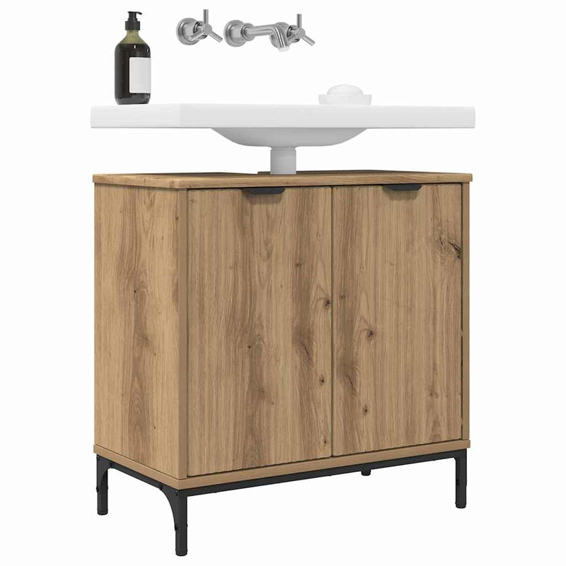 vidaXL Fürdőszobai mosdószekrény kézműves tölgy 60.5 x 33.5 x 61 cm