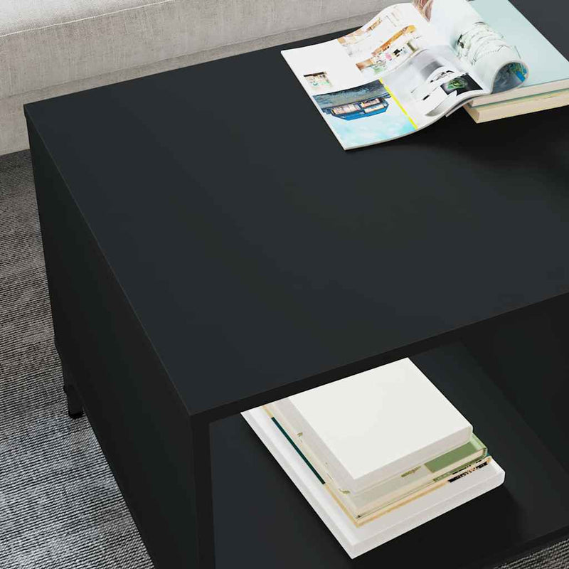 vidaXL Dohányzóasztal Fekete 90 x 49 x 46 cm Faanyag
