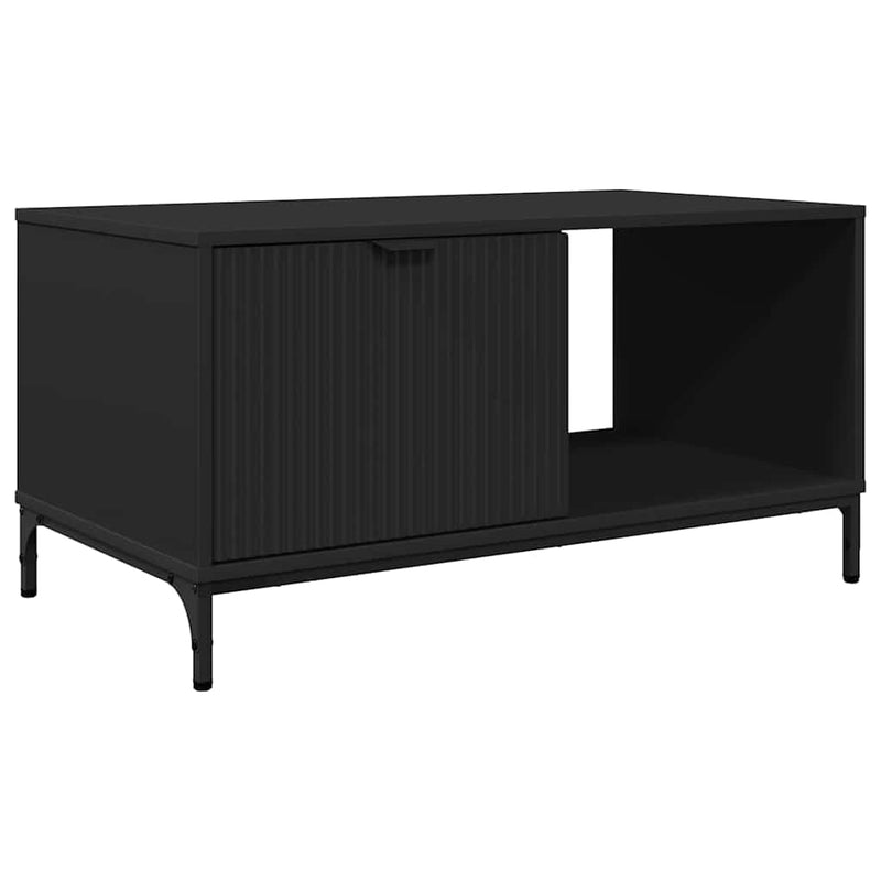 vidaXL Dohányzóasztal Fekete 90 x 49 x 46 cm Faanyag