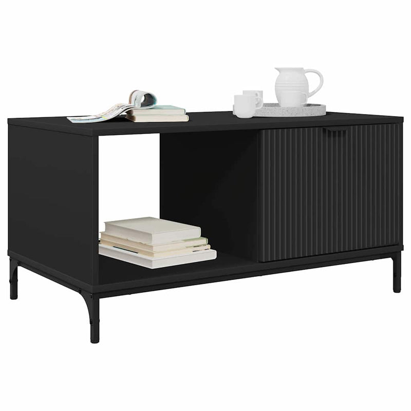 vidaXL Dohányzóasztal Fekete 90 x 49 x 46 cm Faanyag