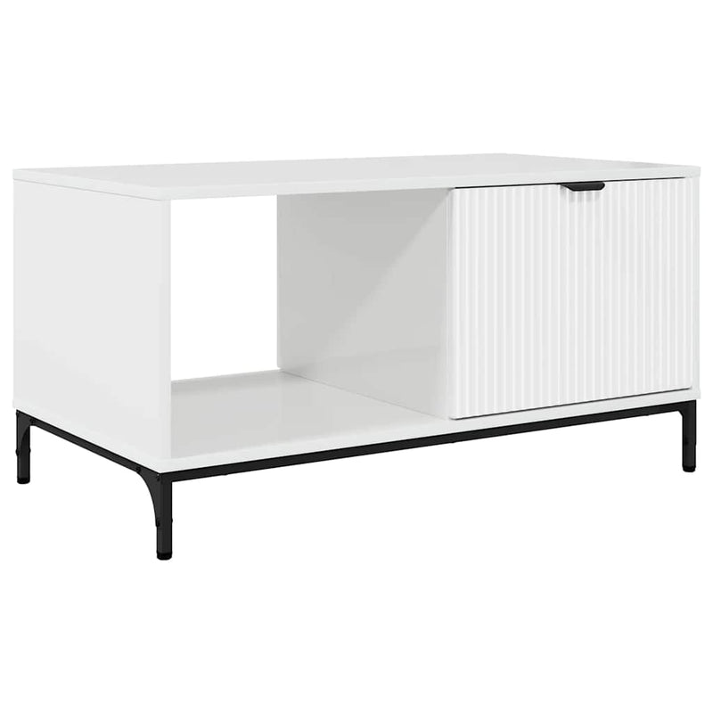 vidaXL Dohányzóasztal Magasfényű fehér 90 x 49 x 46 cm Faanyag