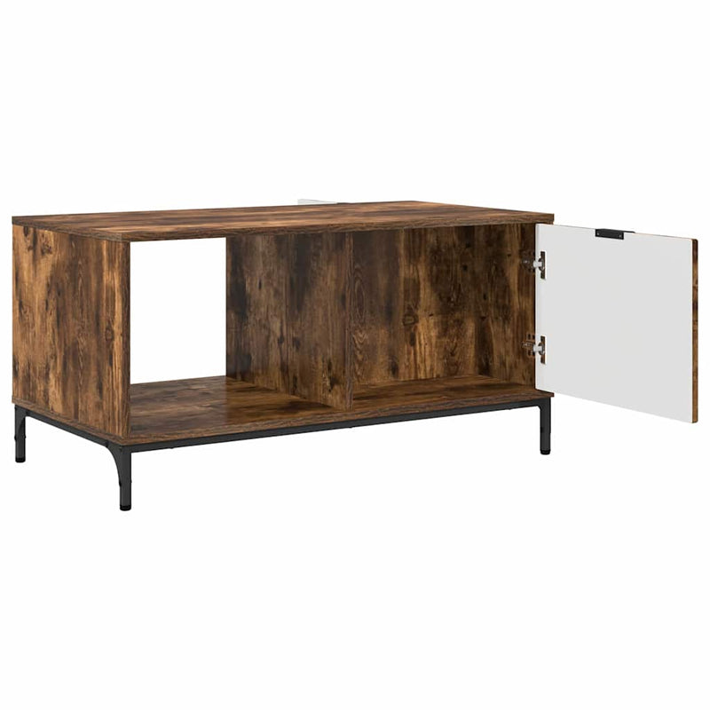 vidaXL Dohányzóasztal Füstölt tölgy 90 x 49 x 46 cm Faanyag