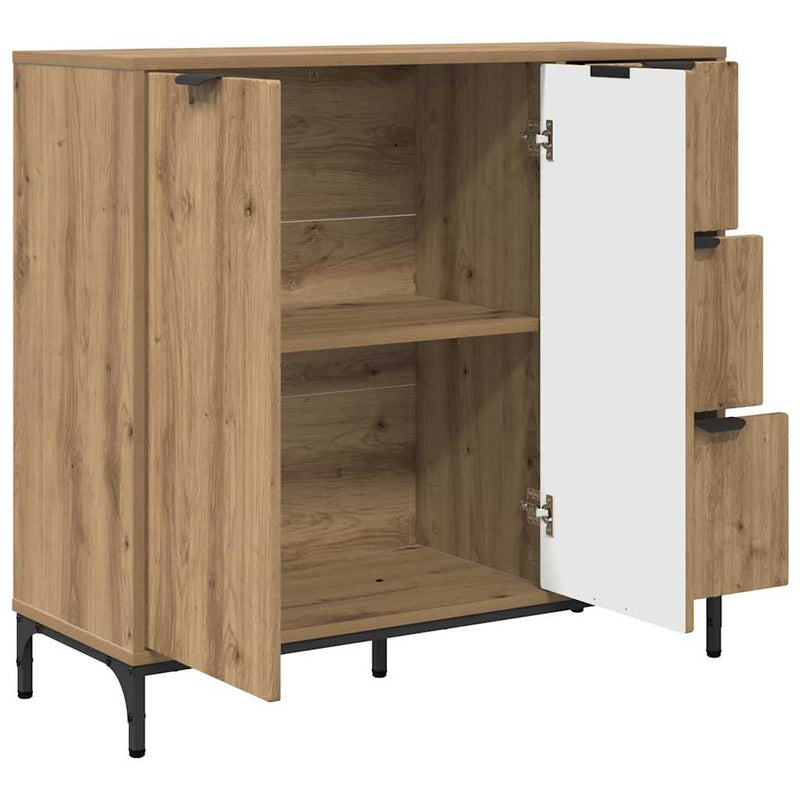 vidaXL Széf fiókkal kézműves tölgy 89.5 x 33 x 82 cm Faanyag