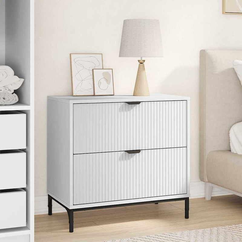 vidaXL Éjjeli asztal fiókkal Fehér 63.5 x 36 x 61 cm Faanyag