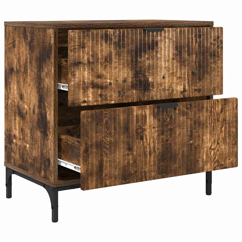 vidaXL Éjjeli asztal fiókkal Füstölt tölgy 63.5 x 36 x 61 cm Faanyag