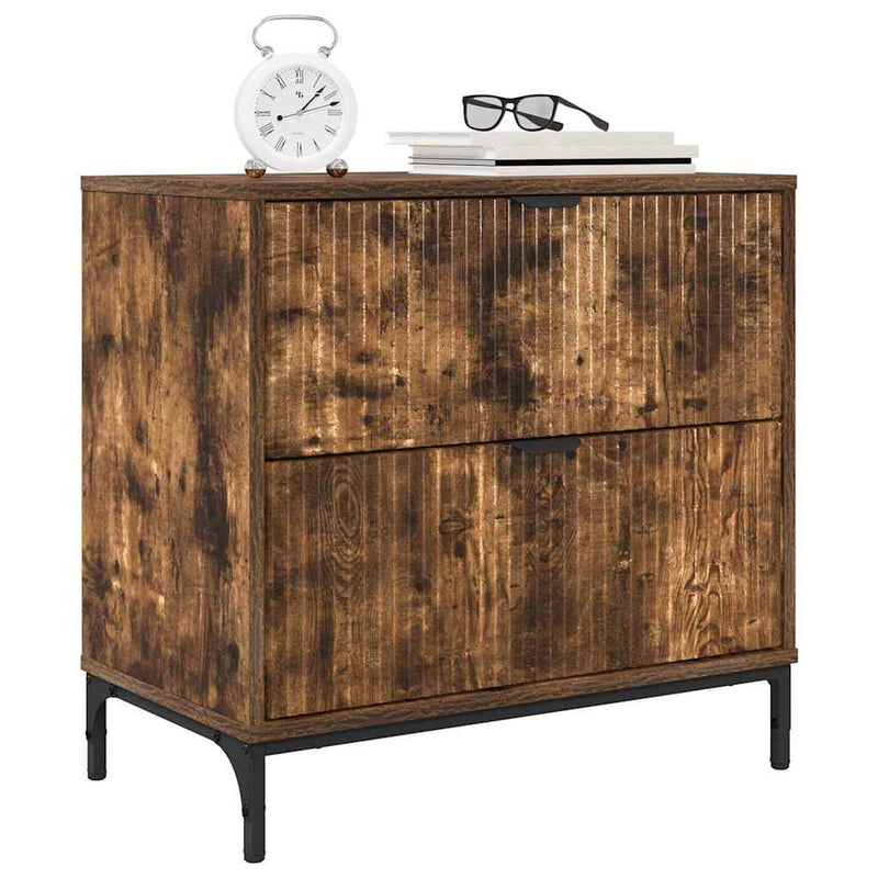 vidaXL Éjjeli asztal fiókkal Füstölt tölgy 63.5 x 36 x 61 cm Faanyag