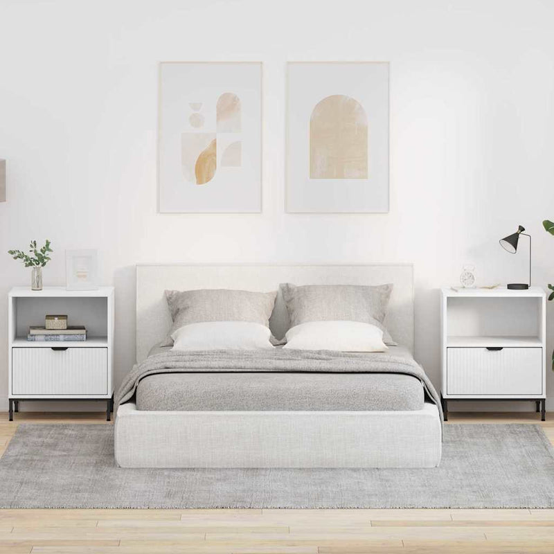 vidaXL Éjjeliszekrények fiókkal 2 pcs Fehér 49 x 36 x 61 cm Faanyag