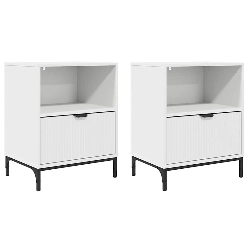 vidaXL Éjjeliszekrények fiókkal 2 pcs Fehér 49 x 36 x 61 cm Faanyag