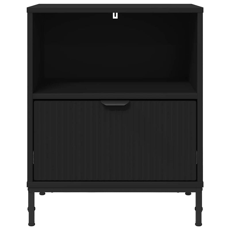 vidaXL Éjjeliszekrények fiókkal 2 pcs Fekete 49 x 36 x 61 cm Faanyag