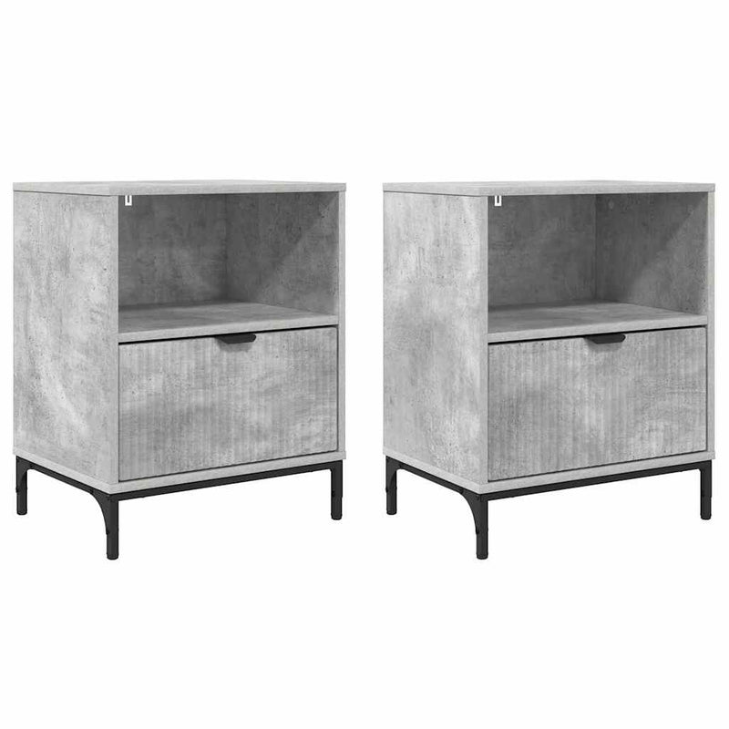 vidaXL Éjjeliszekrények 2 pcs Beton szürke 49 x 36 x 61 cm Faanyag
