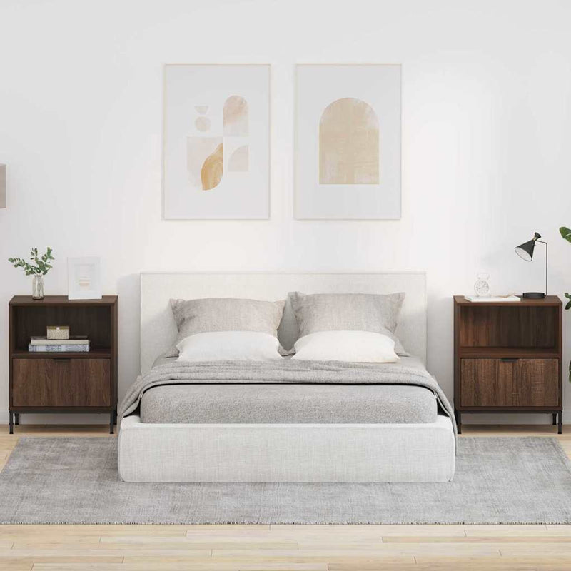 vidaXL Éjjeliszekrények 2 pcs barna tölgy 49 x 36 x 61 cm Faanyag