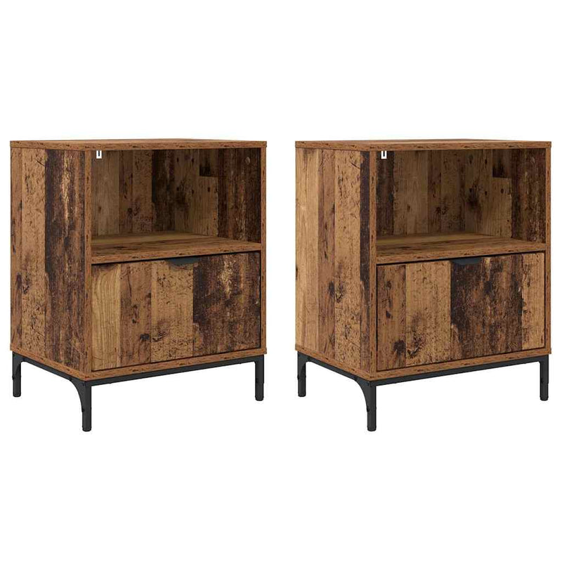 vidaXL Éjjeliszekrények fiókkal 2 pcs Régi fa 49 x 36 x 61 cm Faanyag
