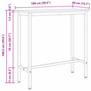 vidaXL asztal Öreg fa 100 x 40 x 100,5 cm Műszaki fa és acél