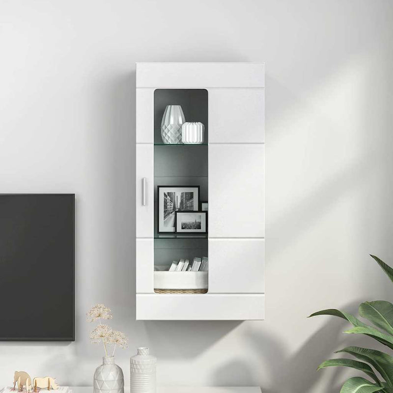 vidaXL Fali szekrény polcokkal ajtóval Fehér 55 x 29 x 100 cm Faanyag