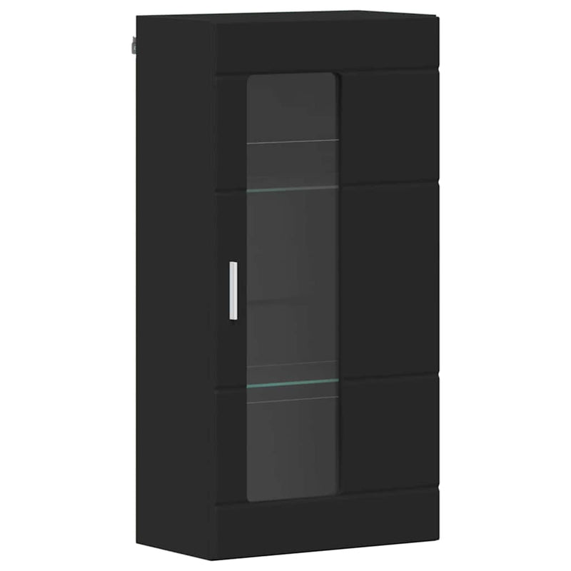 vidaXL Fali szekrény polcokkal ajtóval Fekete 55 x 29 x 100 cm Faanyag