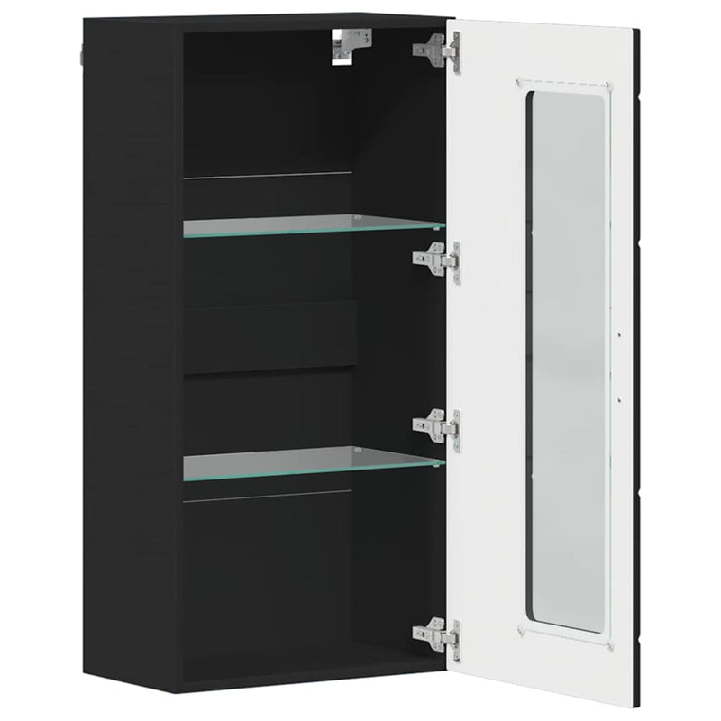 vidaXL Fali szekrény polcokkal ajtóval Fekete 55 x 29 x 100 cm Faanyag