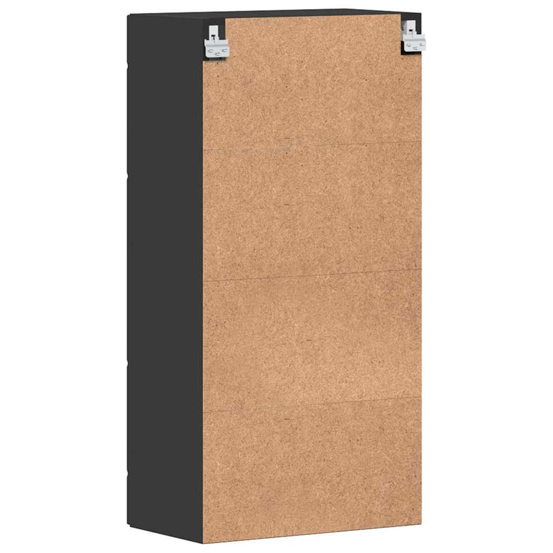 vidaXL Fali szekrény polcokkal ajtóval Fekete 55 x 29 x 100 cm Faanyag