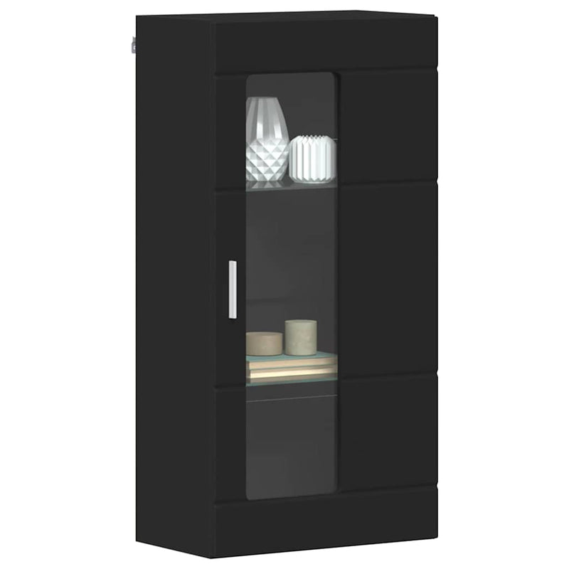 vidaXL Fali szekrény polcokkal ajtóval Fekete 55 x 29 x 100 cm Faanyag