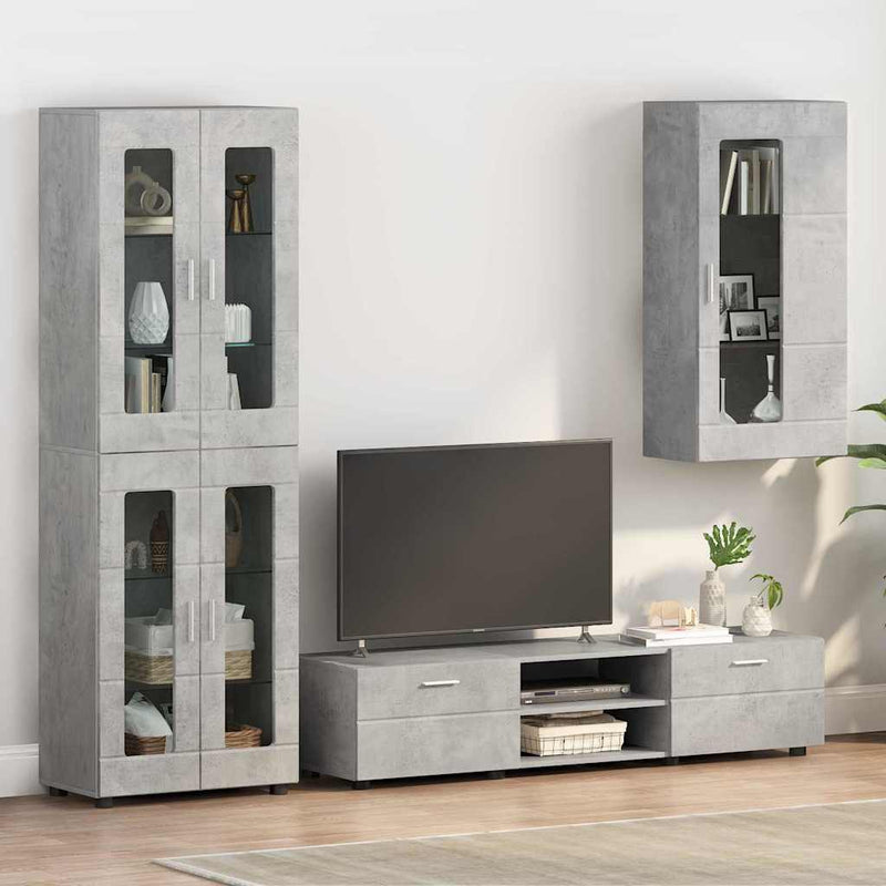vidaXL Fali szekrény polcokkal Beton szürke 55 x 29 x 100 cm Faanyag