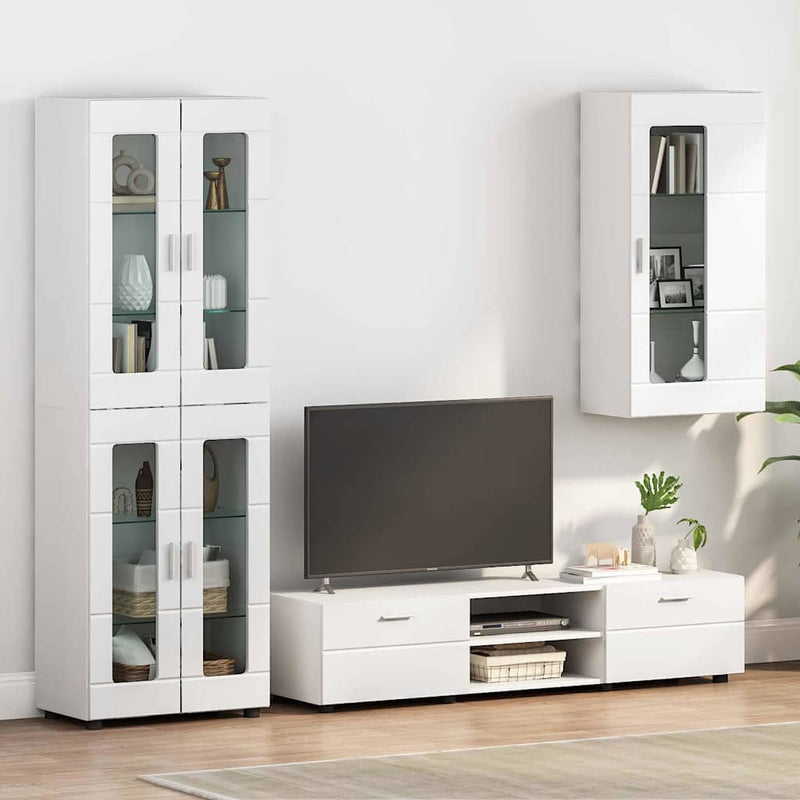 vidaXL Fali szekrény ajtóval Magasfényű fehér 55 x 29 x 100 cm Faanyag