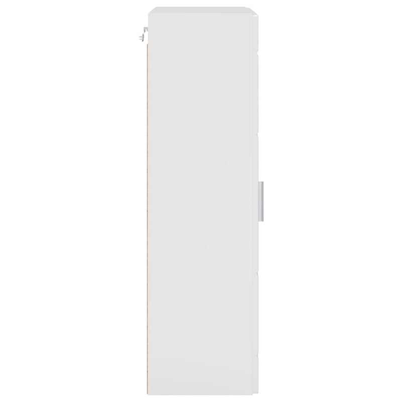 vidaXL Fali szekrény ajtóval Magasfényű fehér 55 x 29 x 100 cm Faanyag