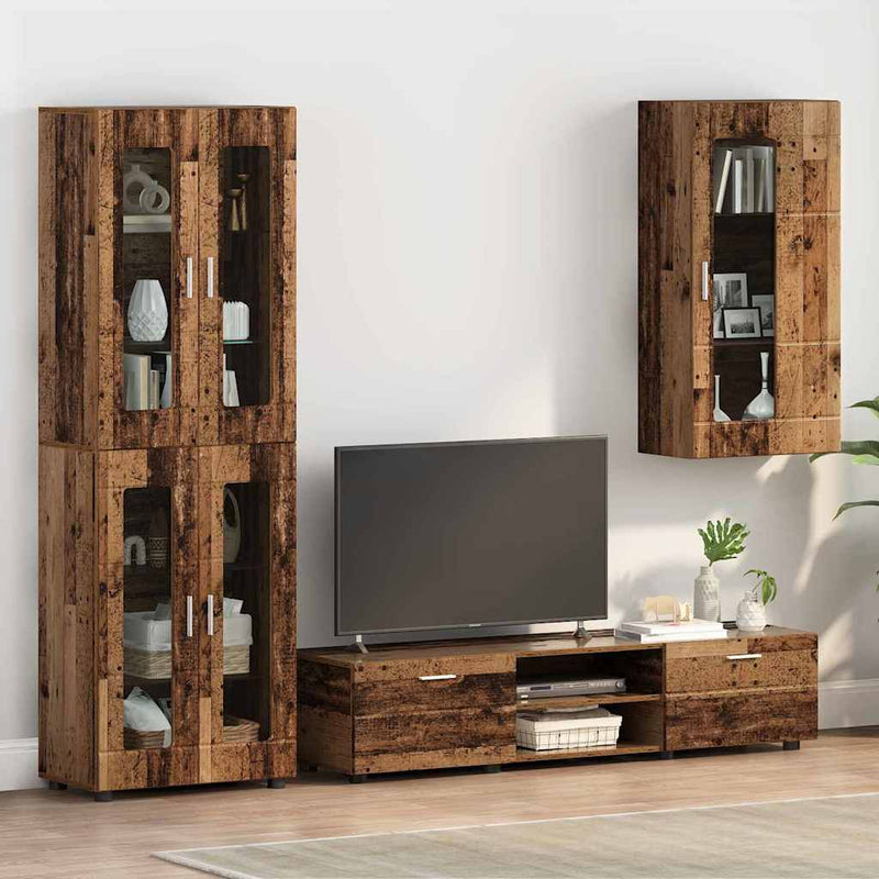 vidaXL Fali szekrény polcokkal Régi fa 55 x 29 x 100 cm Faanyag