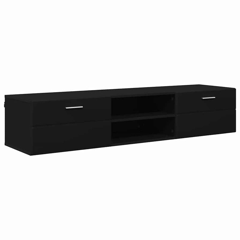 vidaXL TV szekrény fiókkal polcokkal Fekete 150 x 39 x 30 cm Faanyag