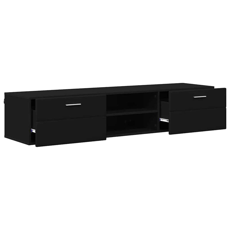 vidaXL TV szekrény fiókkal polcokkal Fekete 150 x 39 x 30 cm Faanyag