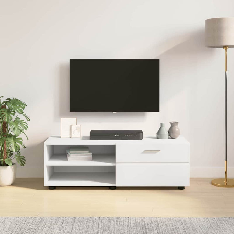 vidaXL TV szekrény fiókkal polcokkal Fehér 100.5 x 39 x 30 cm Faanyag