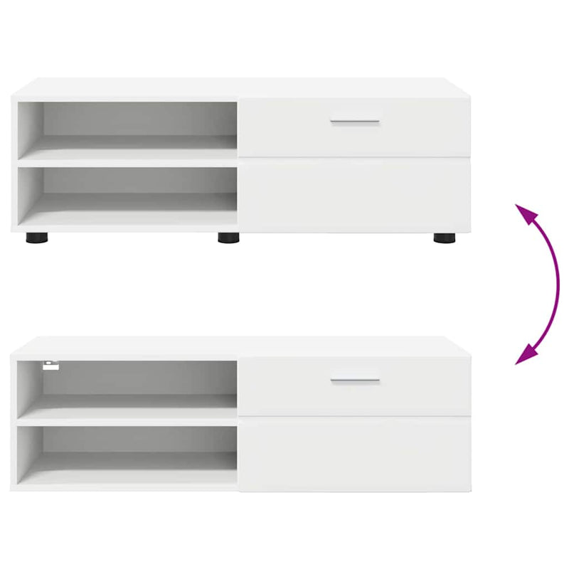 vidaXL TV szekrény fiókkal polcokkal Fehér 100.5 x 39 x 30 cm Faanyag