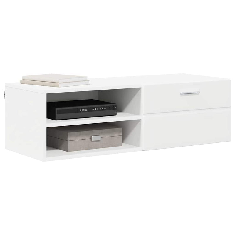 vidaXL TV szekrény fiókkal polcokkal Fehér 100.5 x 39 x 30 cm Faanyag