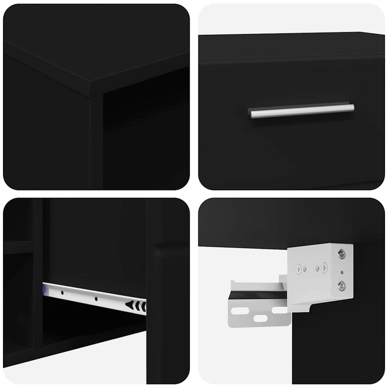 vidaXL TV szekrény fiókkal polcokkal Fekete 100.5 x 39 x 30 cm Faanyag