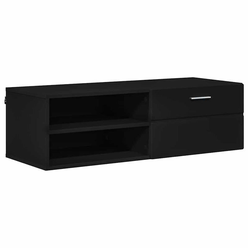vidaXL TV szekrény fiókkal polcokkal Fekete 100.5 x 39 x 30 cm Faanyag