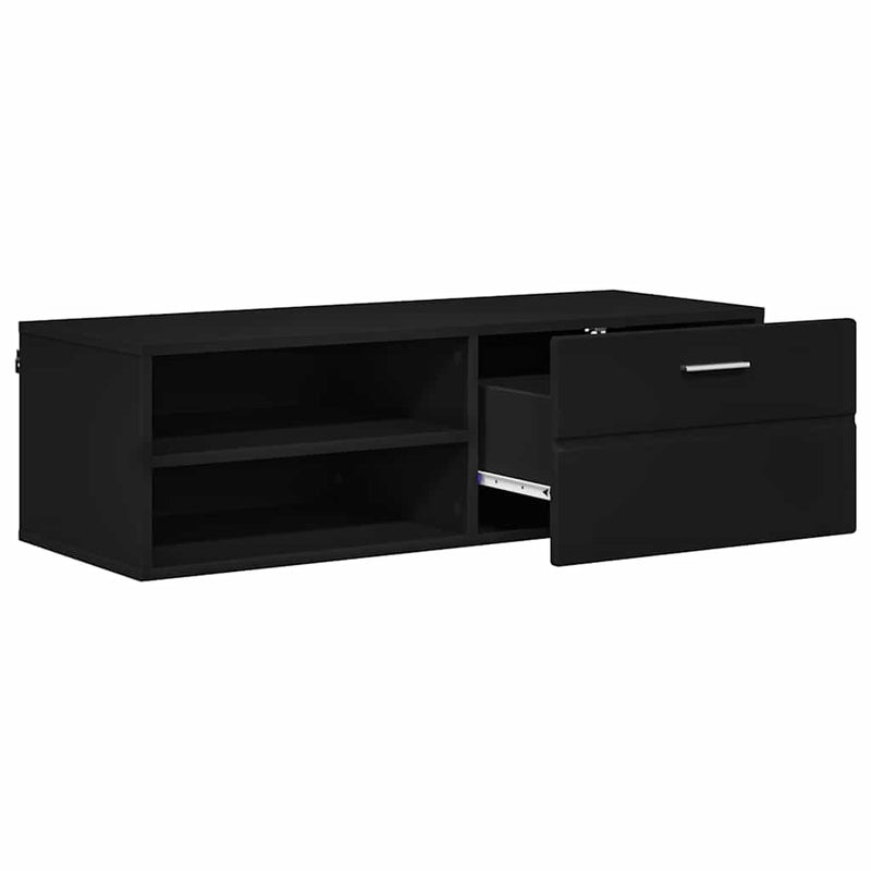 vidaXL TV szekrény fiókkal polcokkal Fekete 100.5 x 39 x 30 cm Faanyag