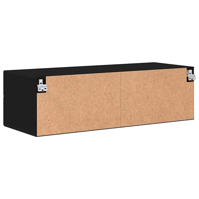 vidaXL TV szekrény fiókkal polcokkal Fekete 100.5 x 39 x 30 cm Faanyag