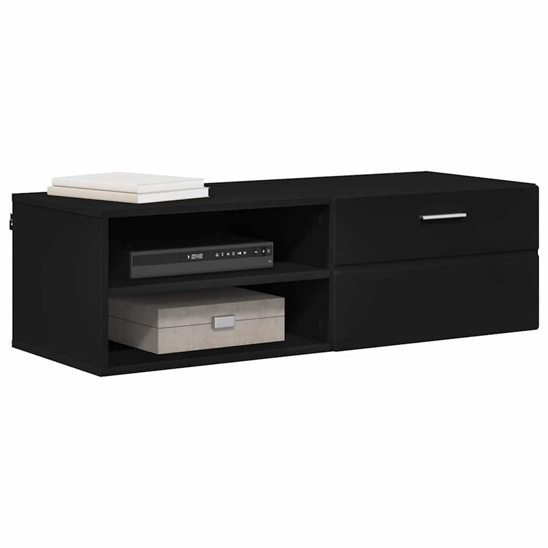 vidaXL TV szekrény fiókkal polcokkal Fekete 100.5 x 39 x 30 cm Faanyag