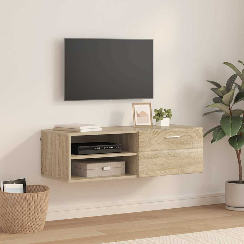 vidaXL TV szekrény fiókkal sonoma tölgy 100.5 x 39 x 30 cm Faanyag